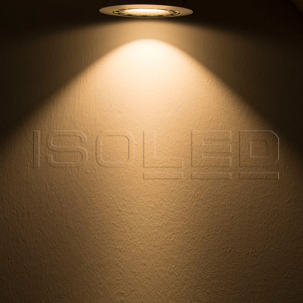 LED recessed spotlight, asymmetrical, COB, white, 8W, 50°, IP44, round, warm white, dimmable