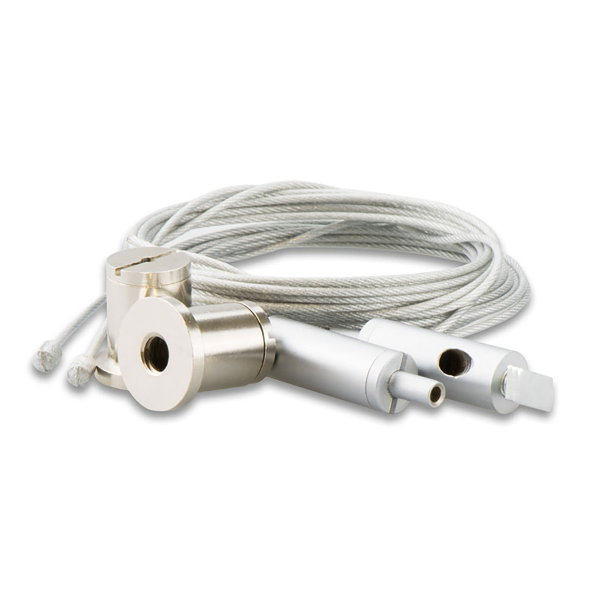Cable suspension (2 pieces) with sliding clamp, steel, silver