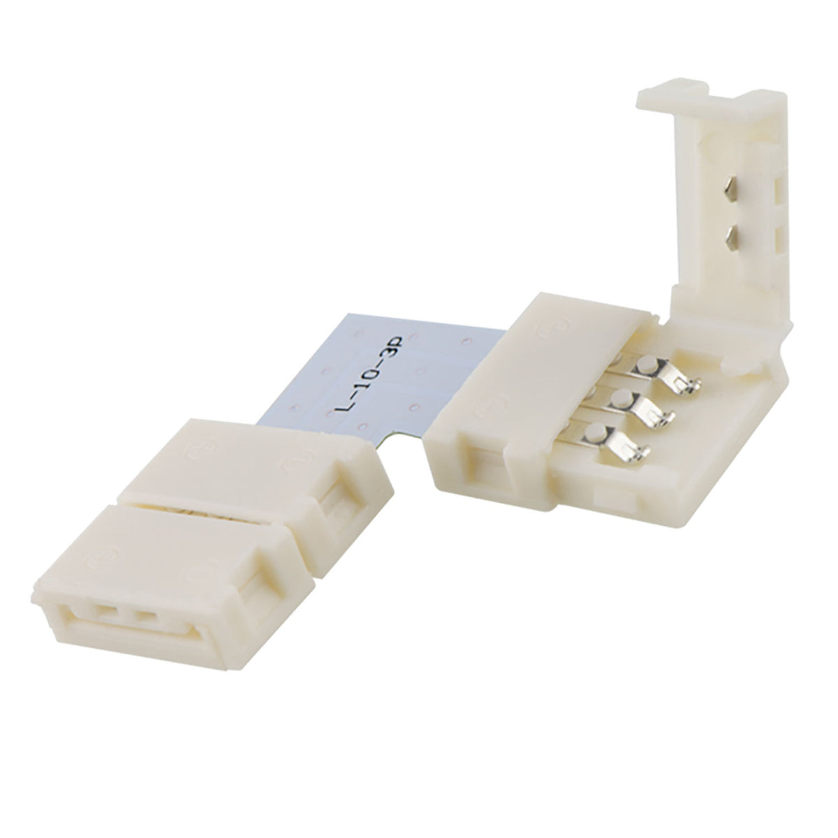 Clip-on corner connector (max. 5A) C1-310 for 3-pole IP20 flex strips with a width of 10mm and a pitch of >12mm