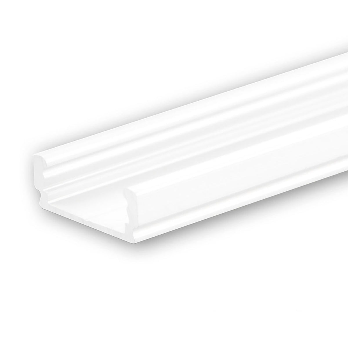 LED surface-mounted profile SURF12 FLAT, aluminum, powder-coated white RAL 9010, 200cm