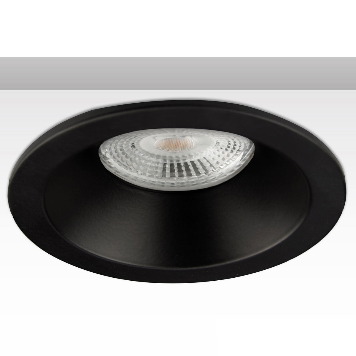 Round mounting frame with glass lens, 72mm hole, black, for GU10/MR16 spotlights