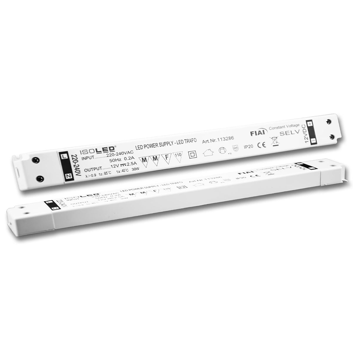LED transformer 12V/DC, 0-30W, SELV, ultra-flat, ultra-narrow