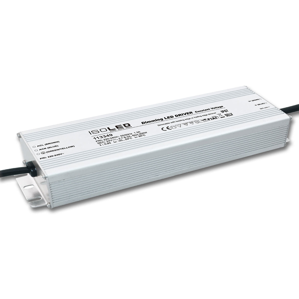 LED PWM transformer 24V/DC, 10-200W dimmable, IP67, SELV
