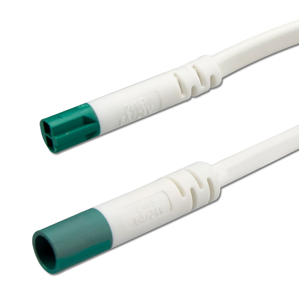 Mini-plug extension cable, male-female, 1m, 2x0.75, IP54, white-green, max. 48V/6A