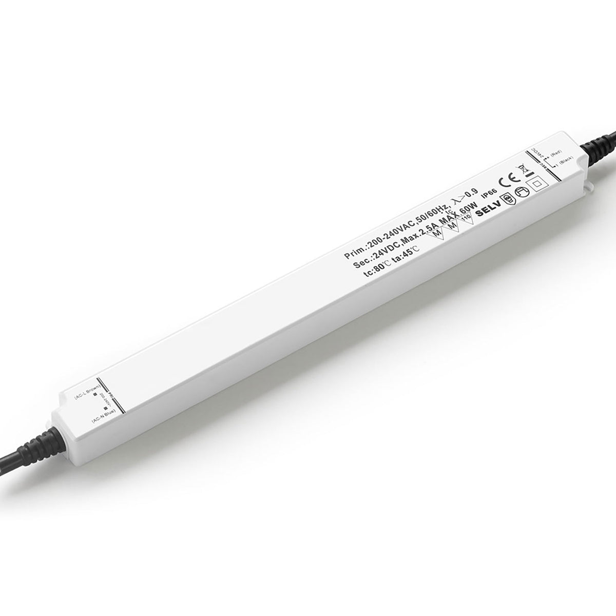 LED transformer 24V/DC, 0-60W, IP66, SELV