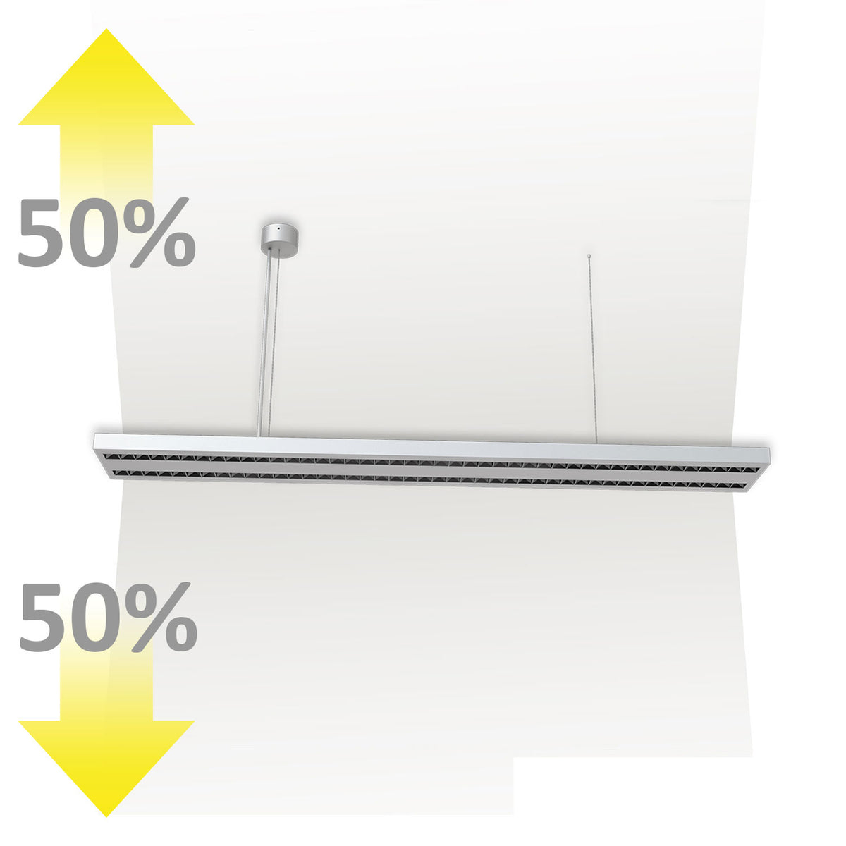 LED pendant light grid up&down, 30W+30W, connectable, UGR<6, silver, 4000K, 1-10V dimmable