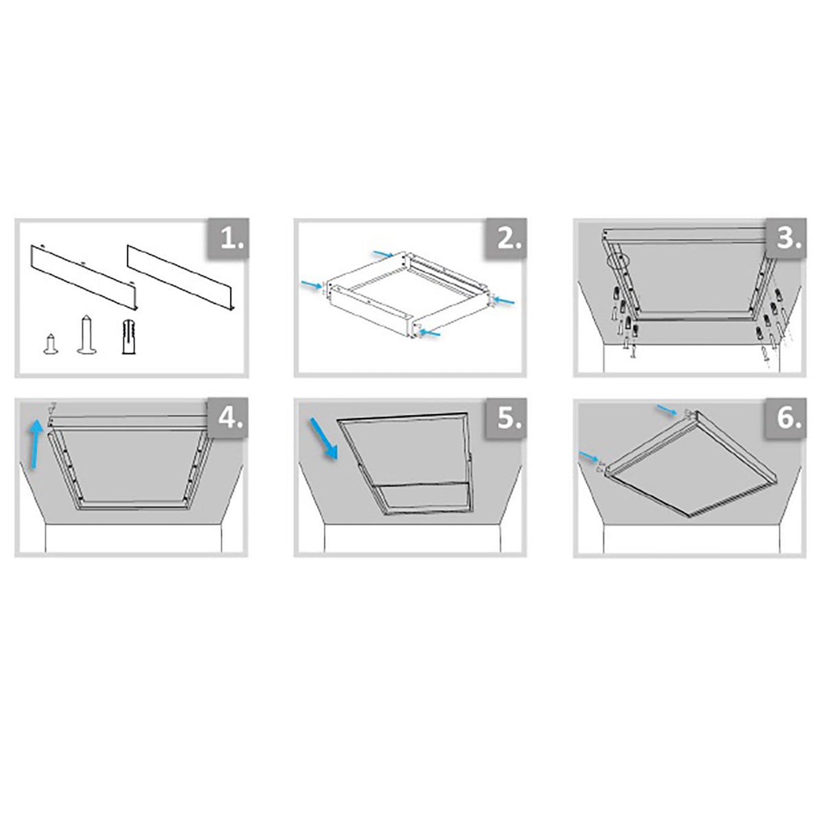 Aufbaurahmen weiß RAL 9016 für LED Panel 300x1200