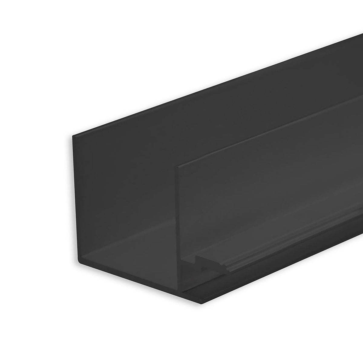 LED drywall profile shadow gap 8, black powder-coated RAL 9005, 200cm