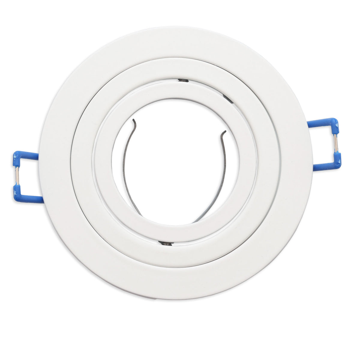 Round mounting frame, 80mm hole, white + white aluminum, for GU10/MR16 spotlights