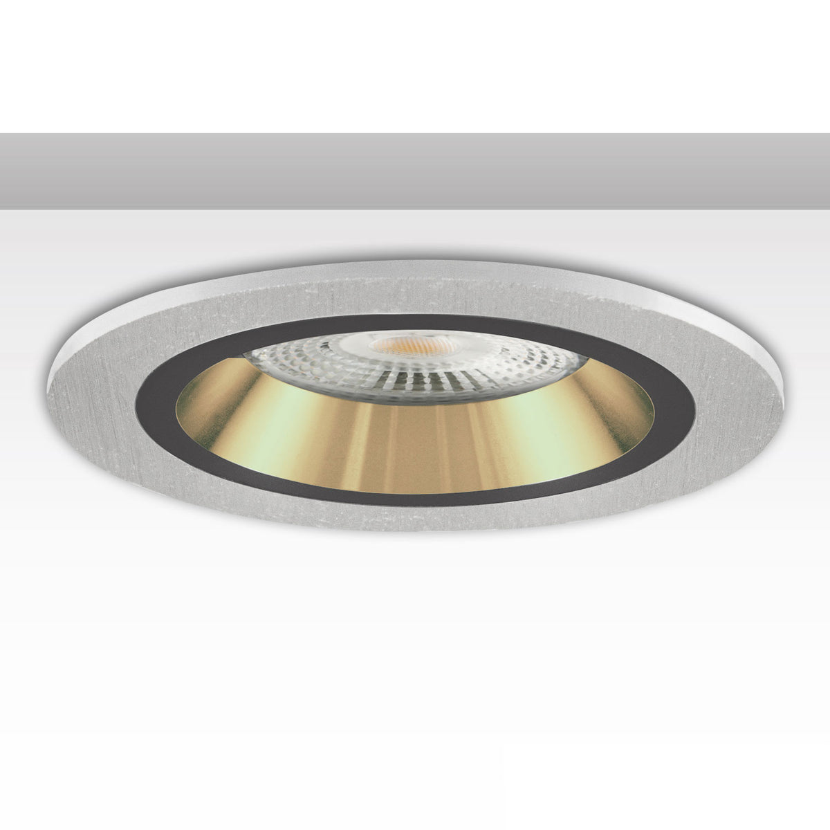 Round mounting frame, 80mm hole, brushed aluminum + black-gold, for GU10/MR16 spotlights