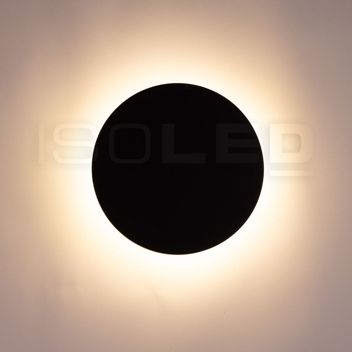 LED wall light, round, 12W, IP54, sand black, warm white