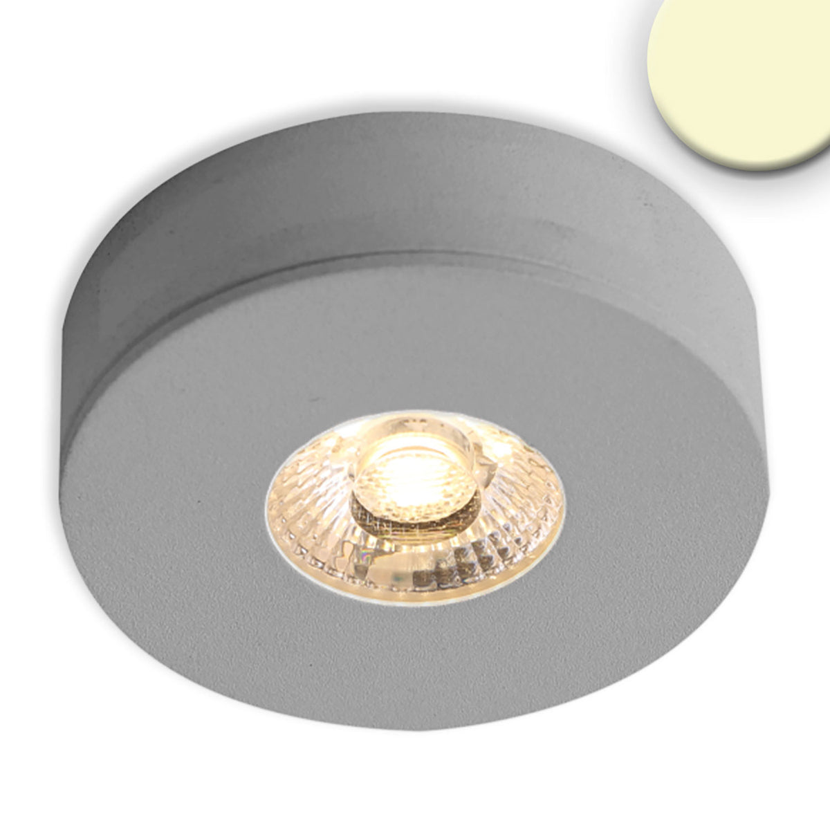 LED recessed and under-cabinet light MiniAMP, brushed aluminum, 3W, 24V DC, warm white, dimmable