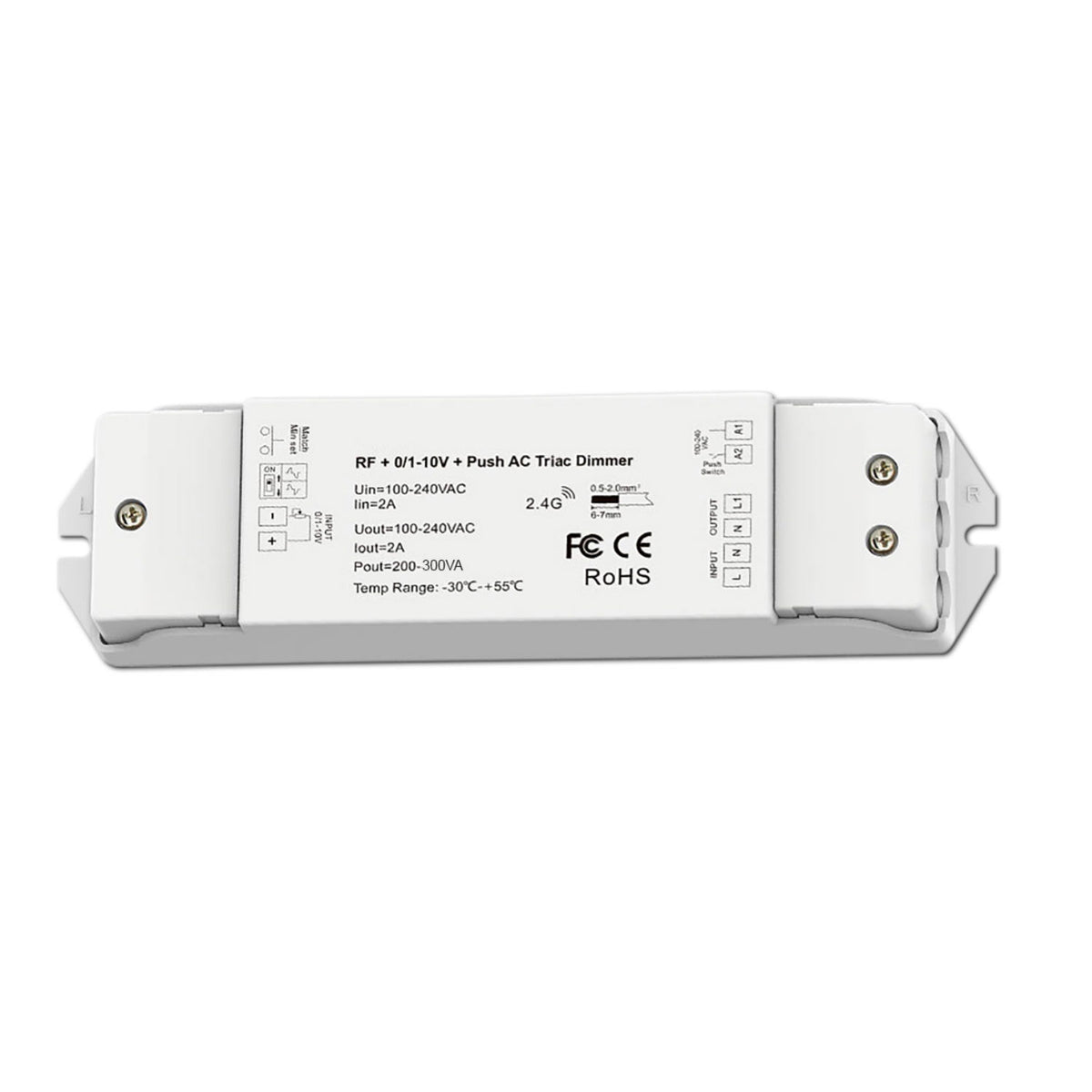 Sys-Pro wireless/push/1-10V input, triac dimmer, 230V, 300VA, phase-cut/phase-control selectable