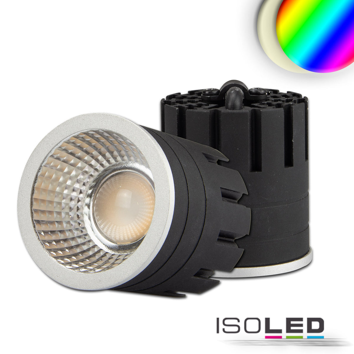 LED spot RGB+3000K GU10 8W, 5-pin, 24V DC, silver, 60°, CRI80