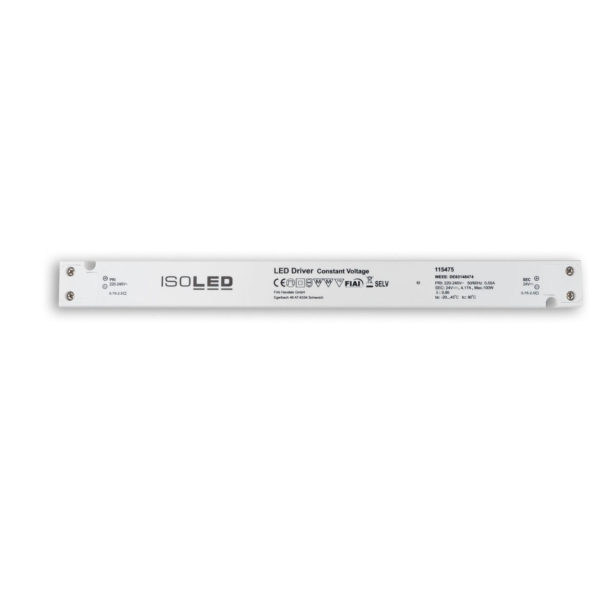 LED transformer 24V/DC, 0-100W, SELV, ultra-flat, ultra-narrow