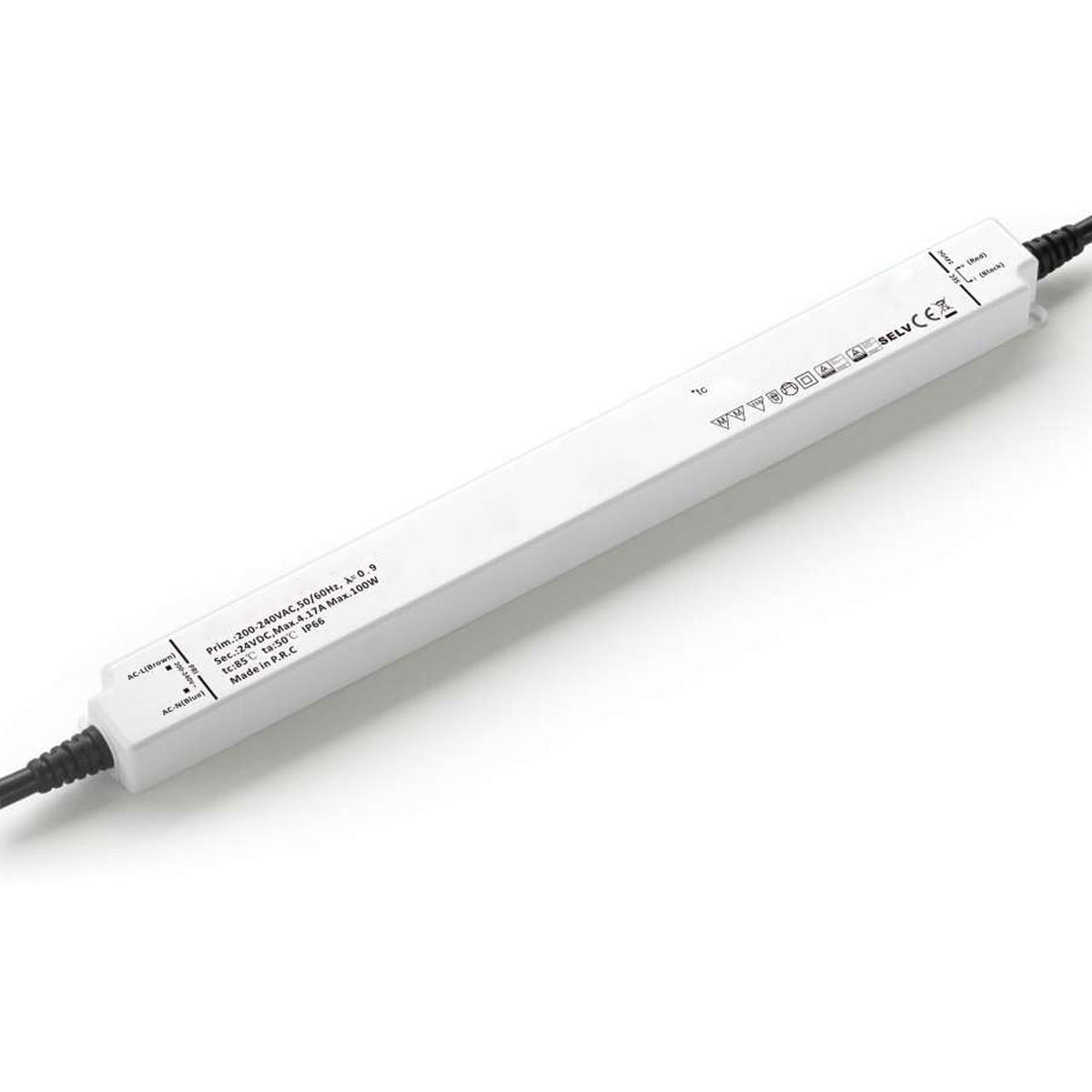 LED transformer 24V/DC, 0-100W, IP66, SELV, flat, ultra-slim