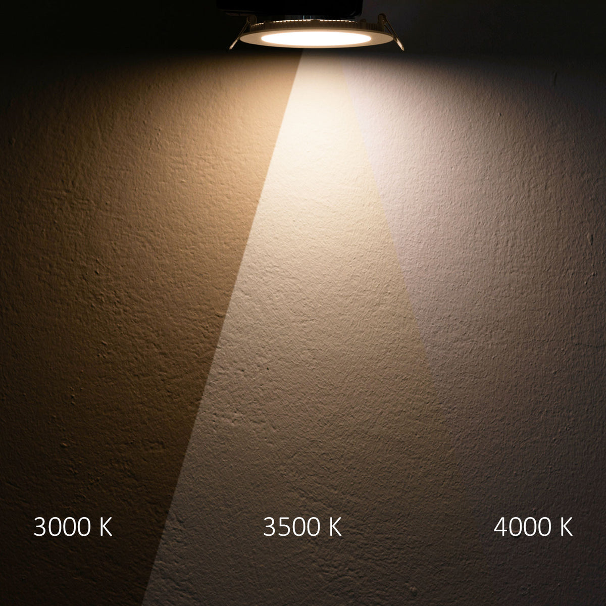 LED downlight, 18W, round ultra-flat black, 225mm, ColorSwitch 3000|3500|4000K, dimmable