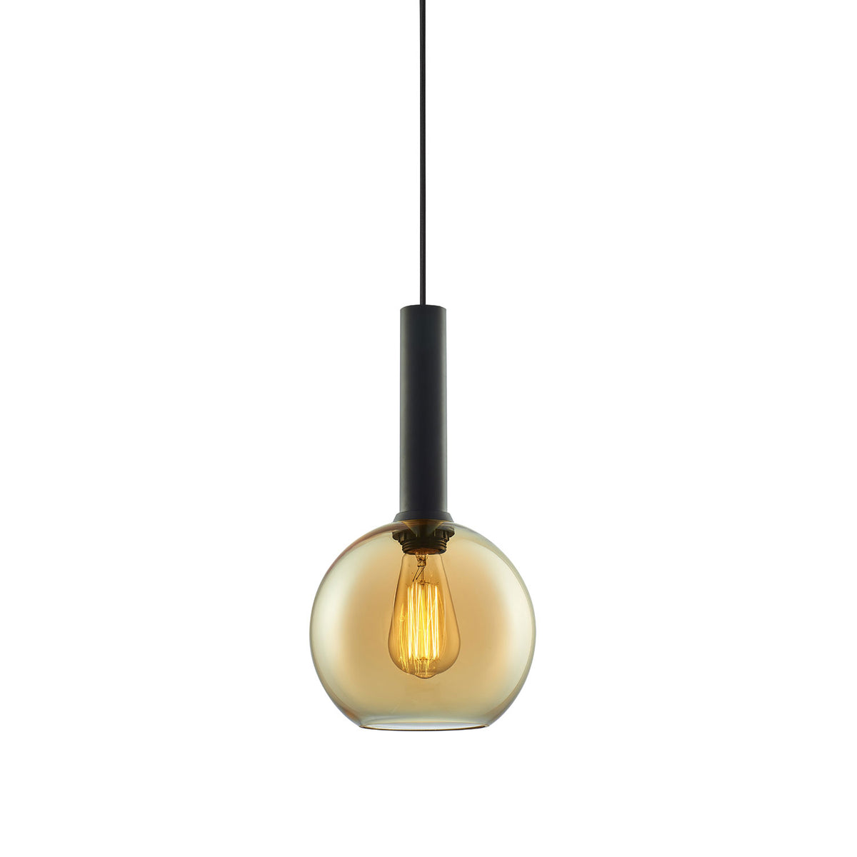 Pendelleuchte, amber round Glas, E27, 20cm, 50-300cm, exkl. Leuchtmittel, exkl. Baldachin