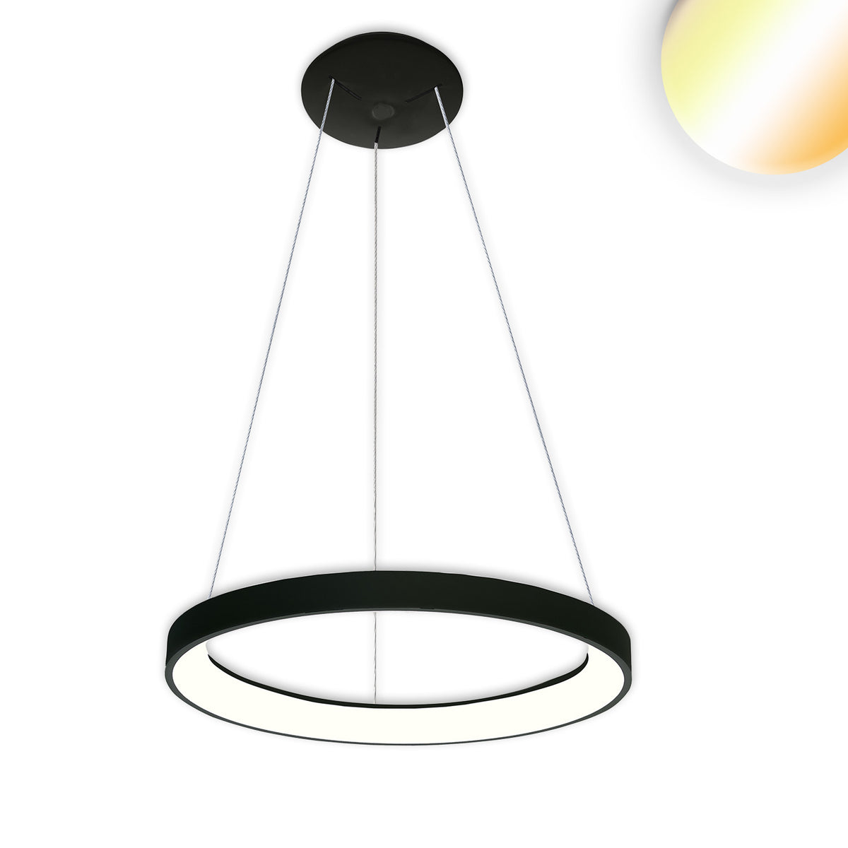 LED pendant light Orbit 480, black, 38W, round, ColorSwitch 3000|3500|4000K, dimmable
