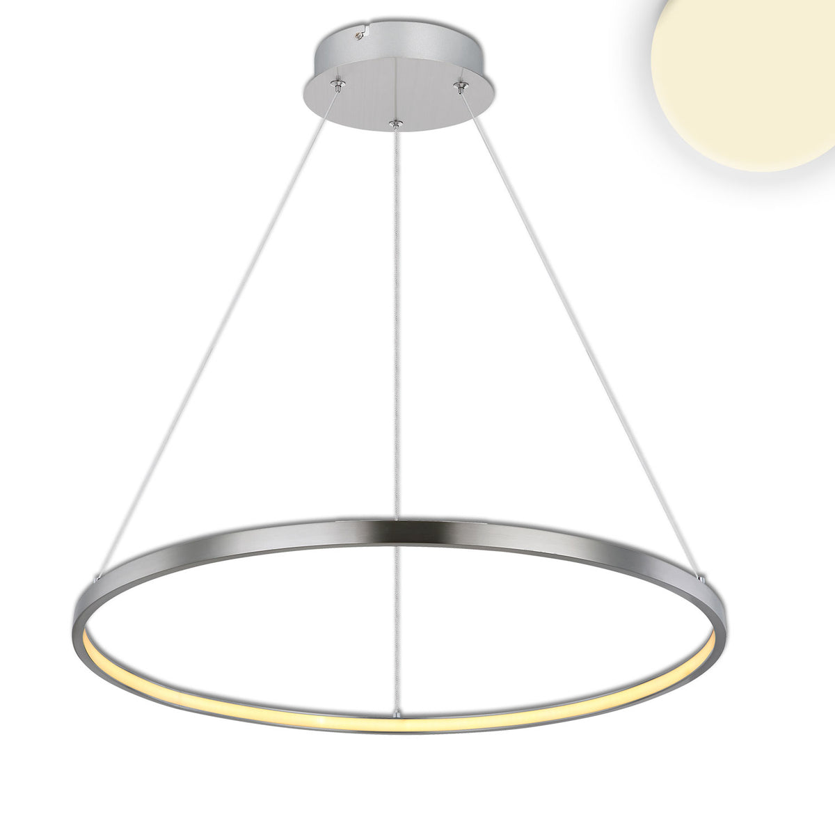 LED Hängeleuchte Ring 29W, silber, warmweiß