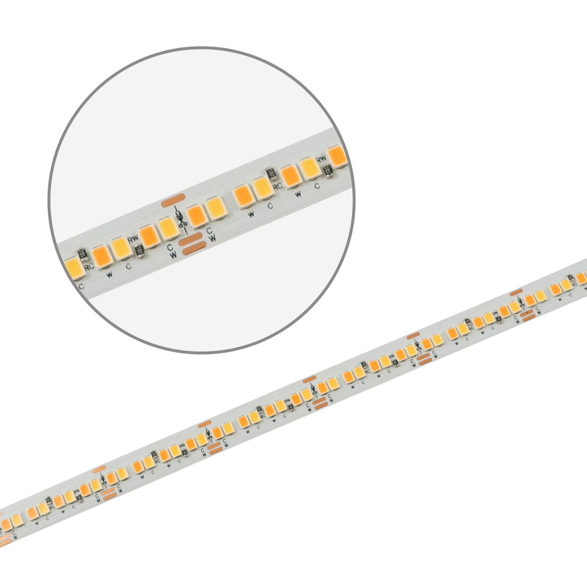 LED HEQ918/940 Linear CCT flex ribbon, 48V DC, 6W ww + 6W nw, IP20, 130 lm/W, 5m roll, 256 LED/m