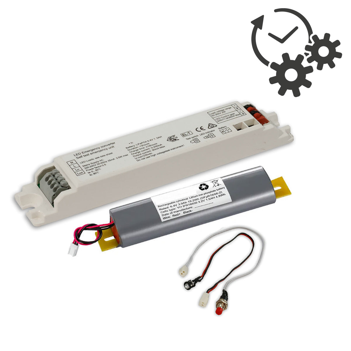 Notlicht-Upgrade mit LiFePO4 3000mAh Akku, 4W (50-300V DC)