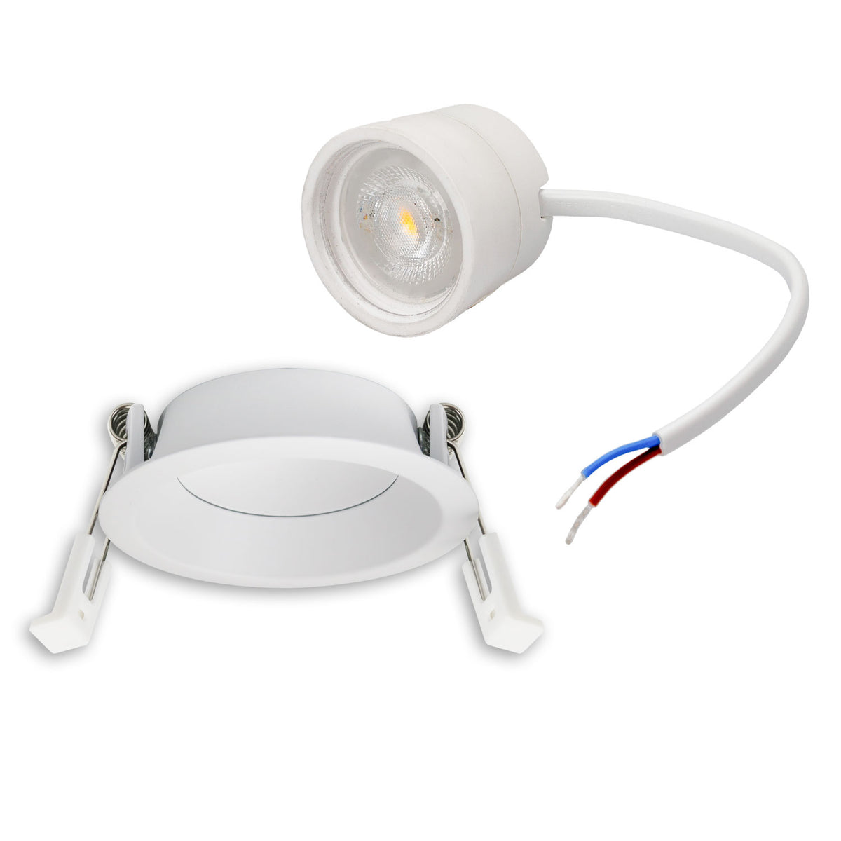 LED recessed spotlight Back68, matte white, round, 5W, CRI90, 3000K, swiveling, reversed, UGR<12, dimmable