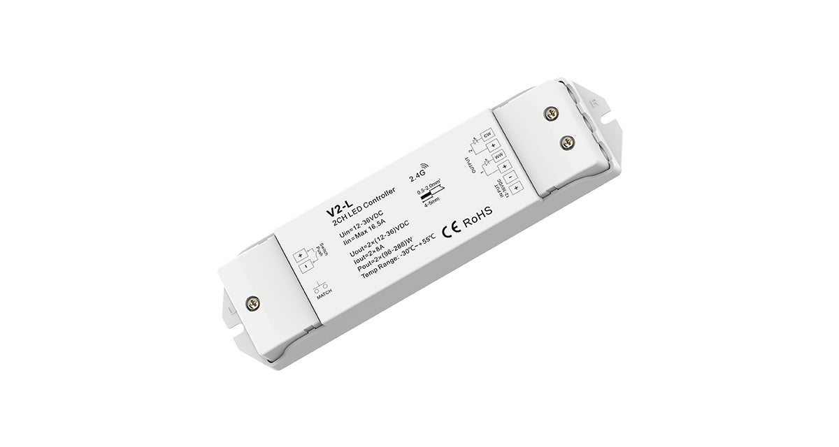 DOTLUX LED radio receiver/dimmer for two-color LED strips, Fusion Technology, 2x 8A 12-36V DC