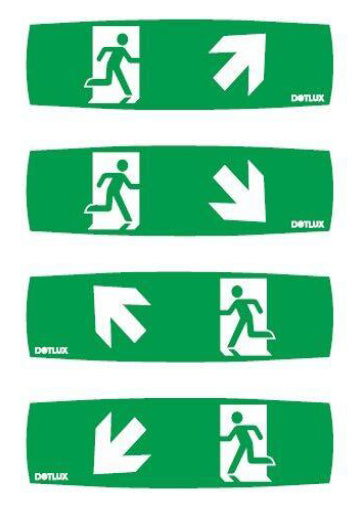 DOTLUX Erweitertes Piktogrammset für LED-Notleuchte EXIT (Artikel 5389) Set 4 Stück