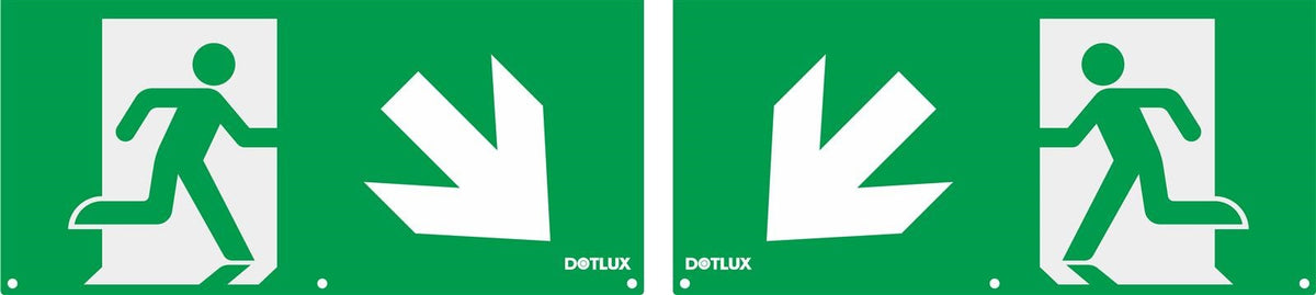 DOTLUX Extended Pictogram Set: Diagonal Arrow Left and Right Bottom for EXITmulti LED Emergency Light (Item 3177) Set of 2