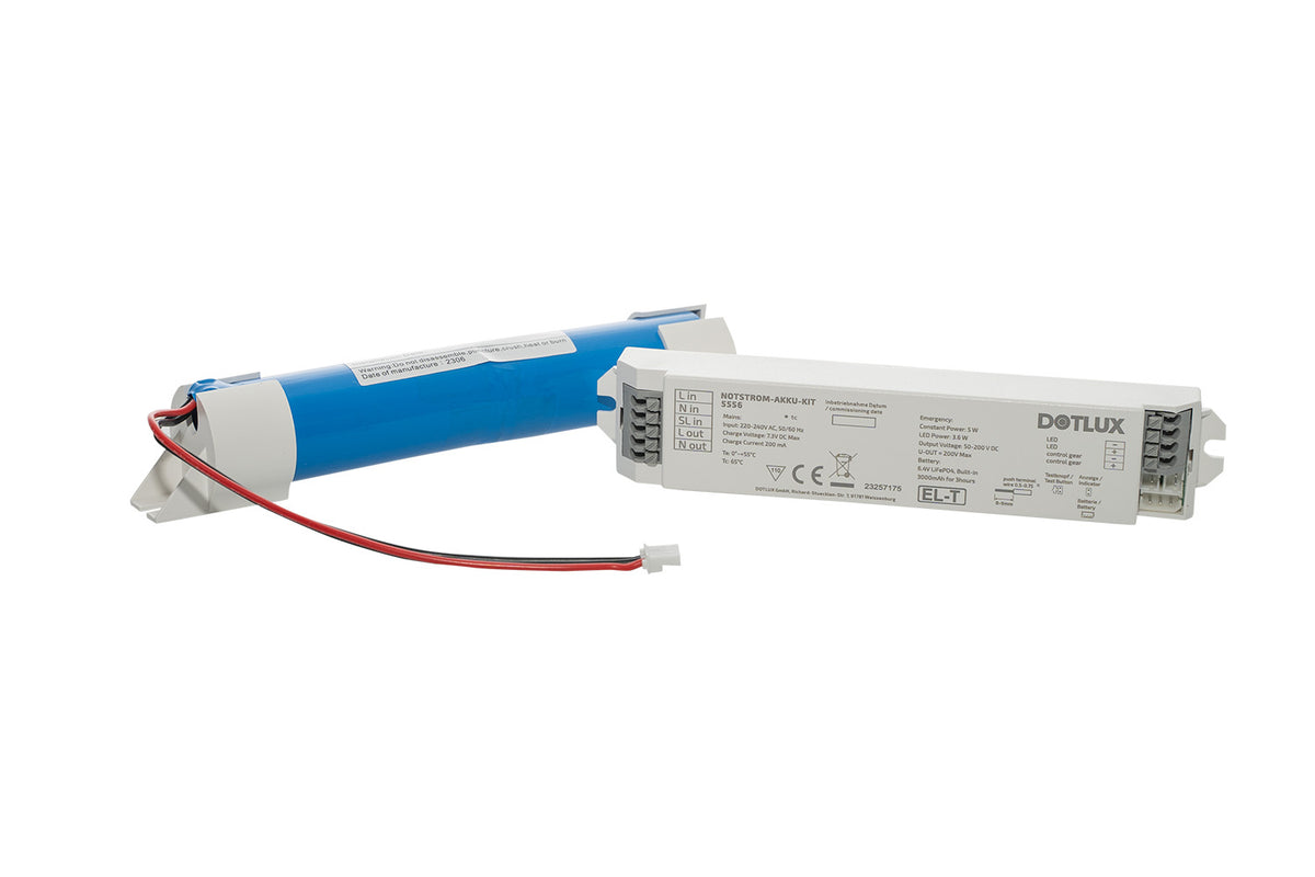 DOTLUX Emergency Power Battery Kit Emergency Lighting Module 3.6W 50-200V Self-Test Constant Power (3h) for Constant Current LED Lights LiFePO4 6.4V