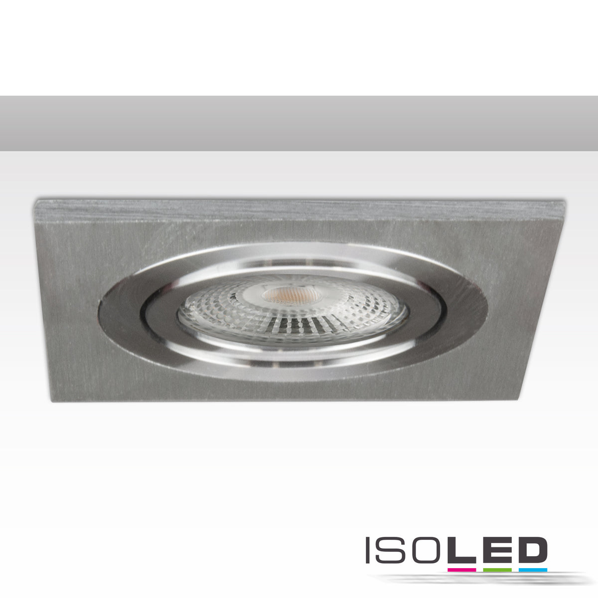 Recessed frame BRUSH square, 78mm hole, brushed aluminum, for GU10/MR16 spotlights