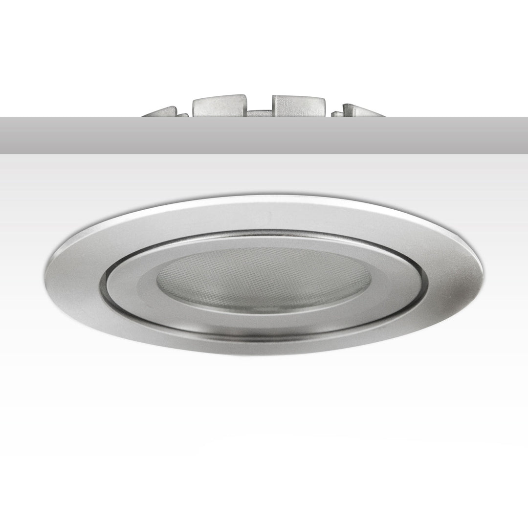 LED recessed spotlight, silver, 8W SMD, 120°, round, warm white, dimmable