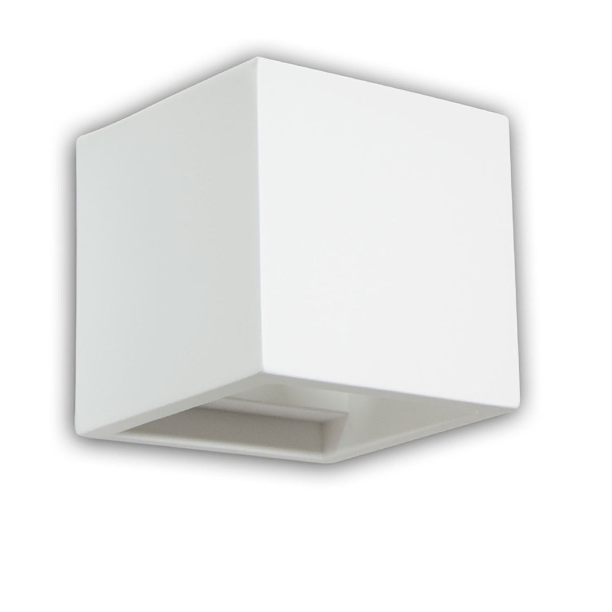 Plaster wall light G9, cube-shaped