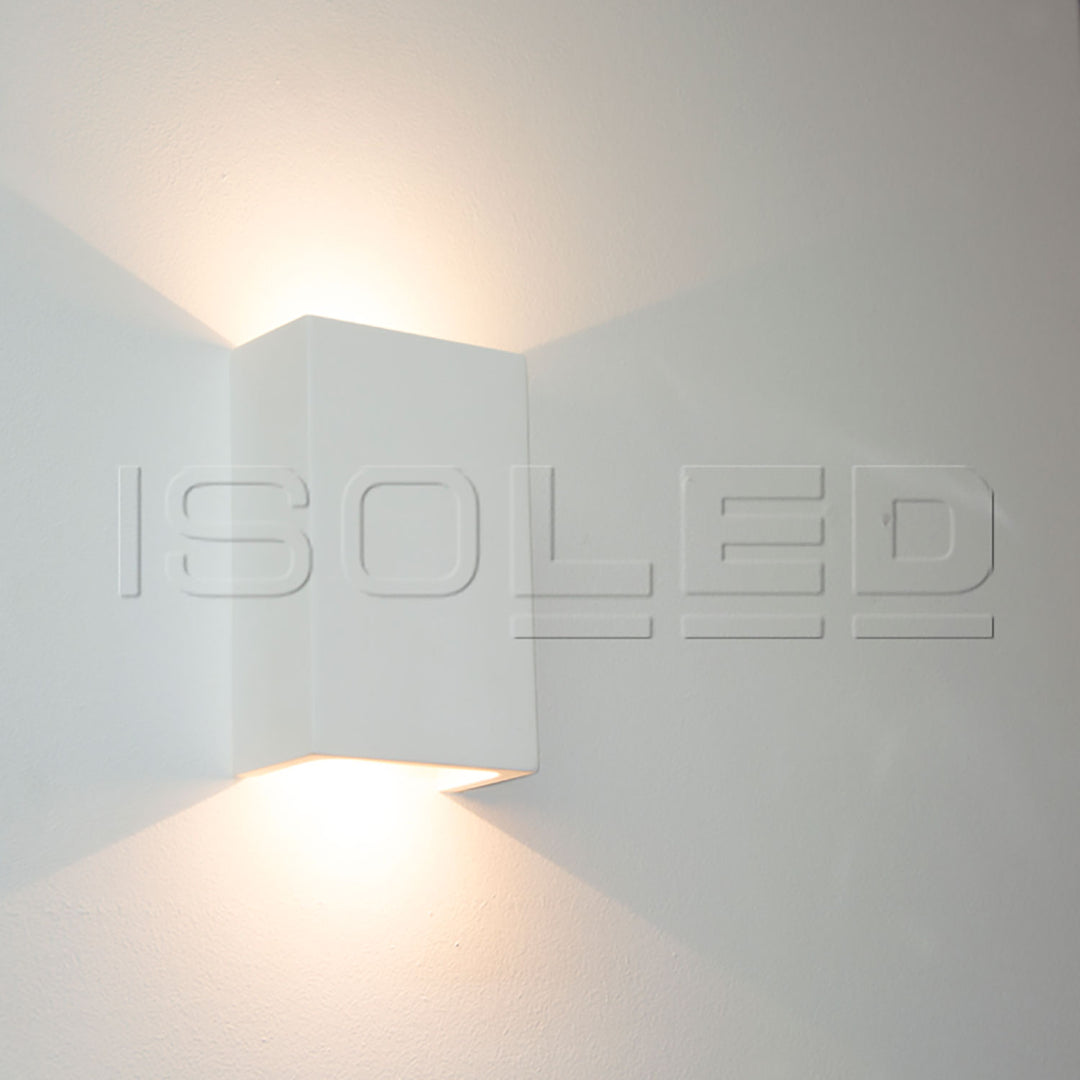 LED plaster wall light 2x3W, UP&amp;DOWN, square, warm white