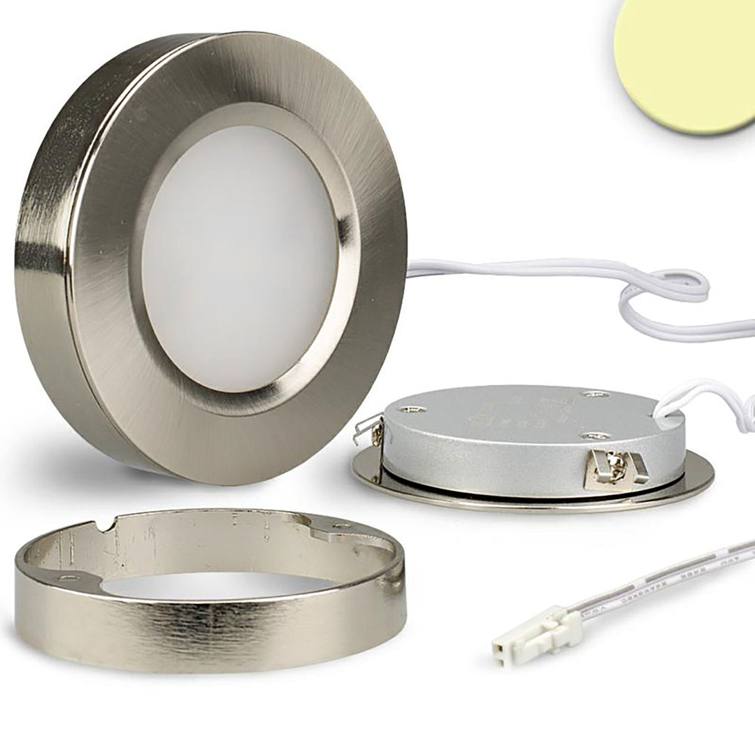 LED Slim recessed and under-cabinet light MiniAMP, silver, 3W, 24V DC, IP52, warm white, dimmable