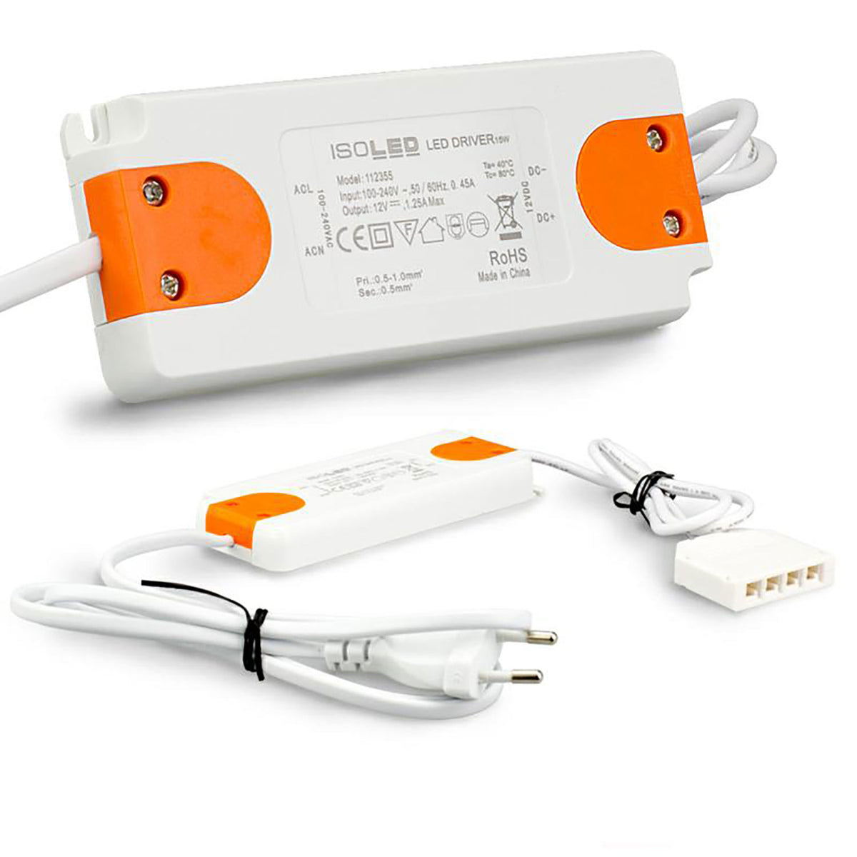 LED transformer MiniAMP Slim 12V/DC, 0-15W, incl. flat connector and 4-way Mini AMP distributor