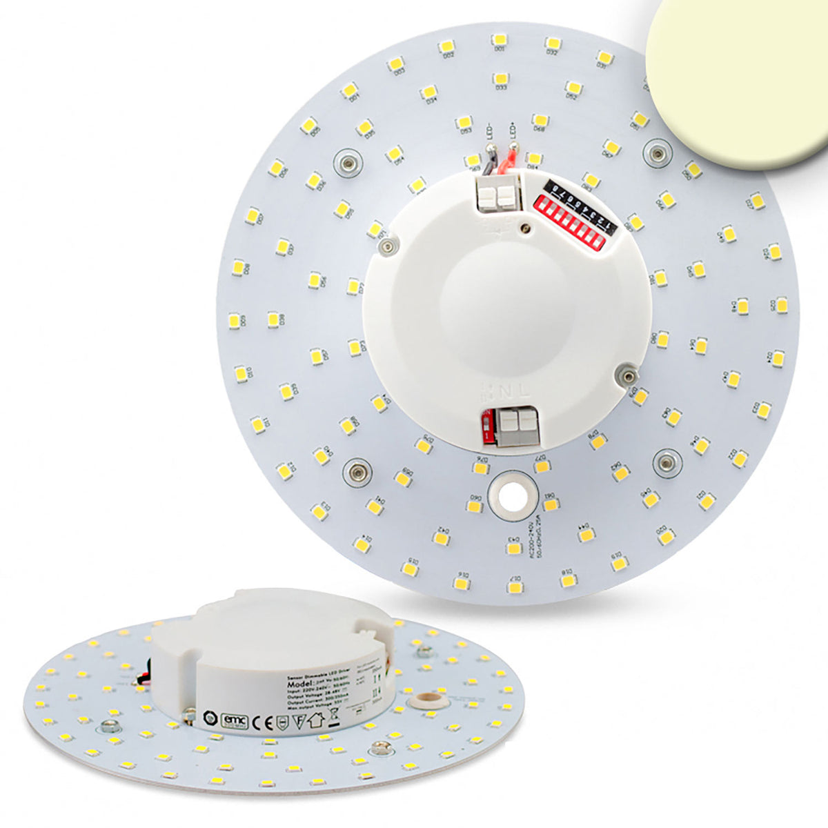 LED conversion board 160mm, 14W, warm white, with holding magnet and HF motion sensor