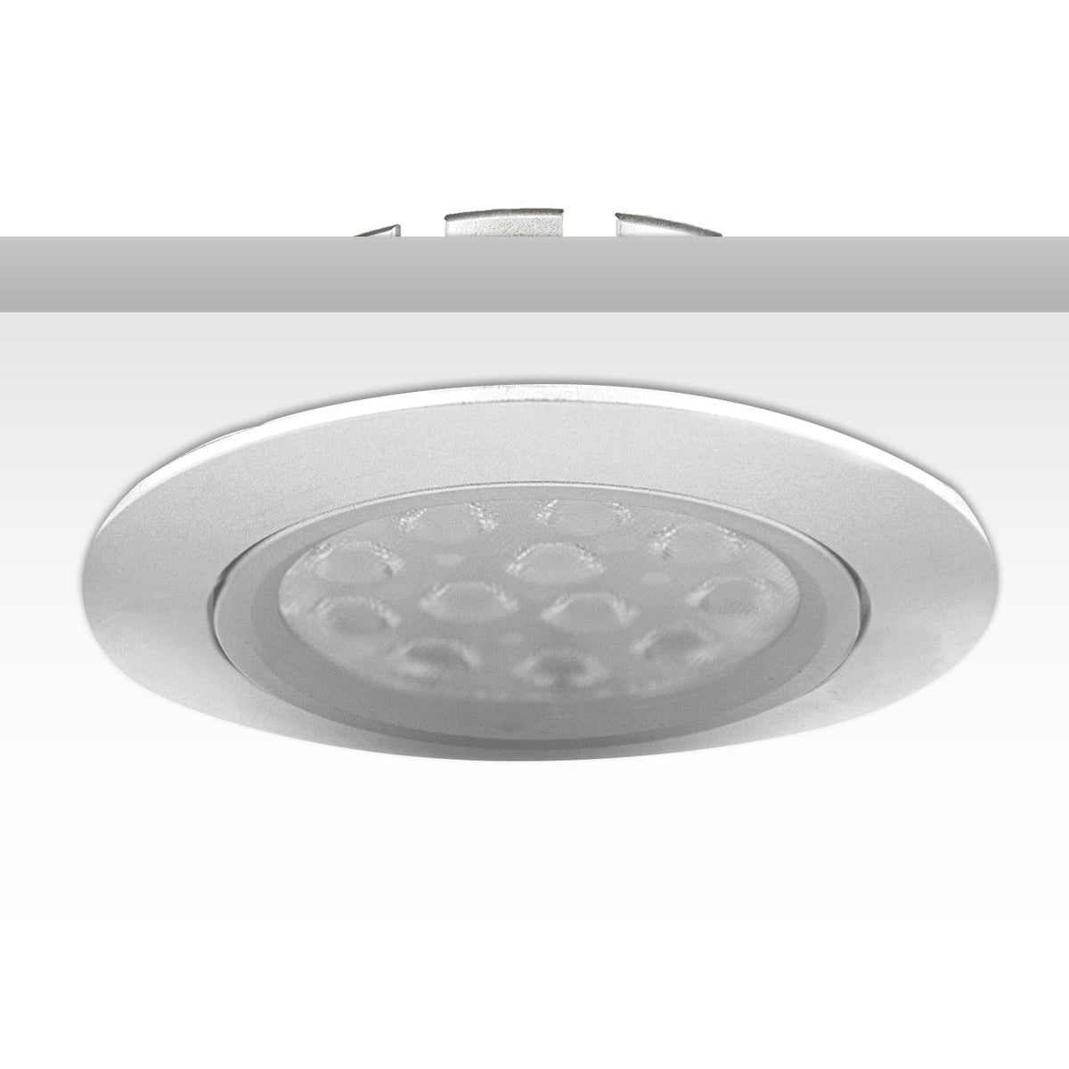 LED recessed spotlight, silver, 15W, 72°, round, warm white, dimmable