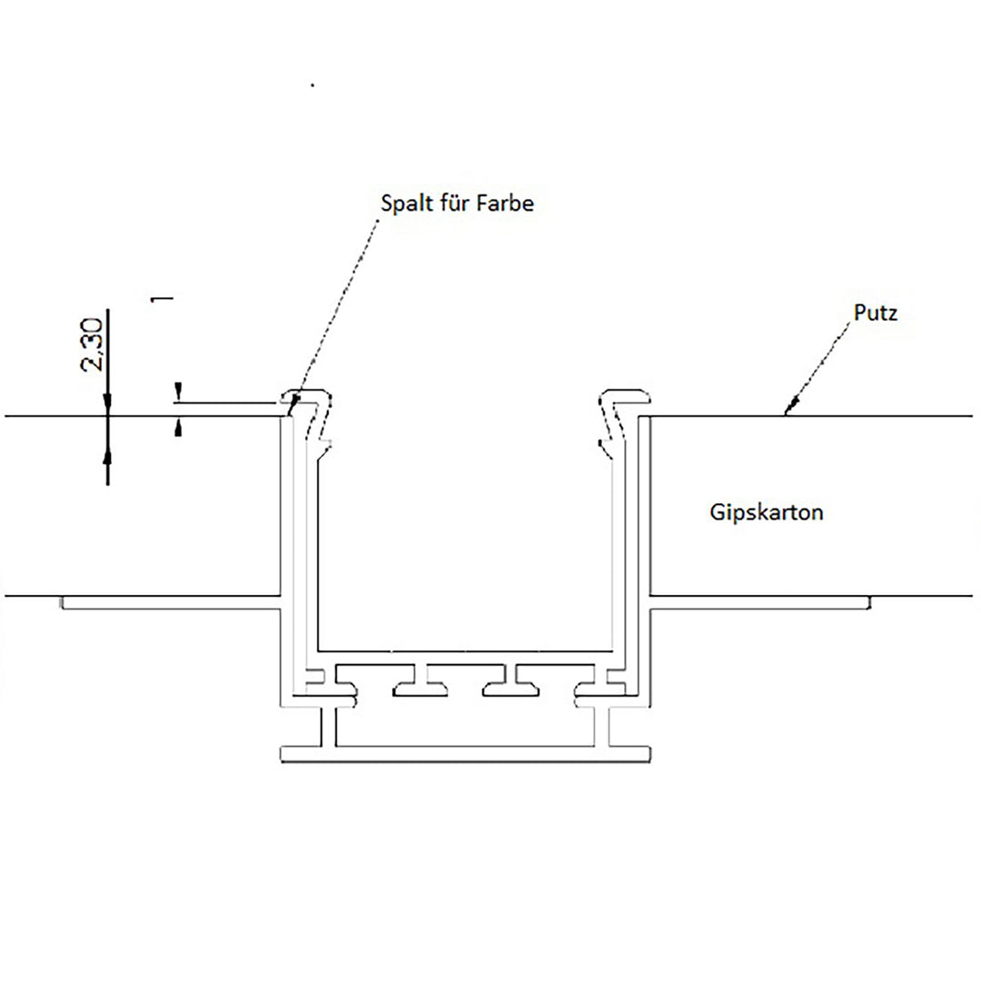 Installation channel for WING mounting profiles, L: 200cm for 15mm plasterboard