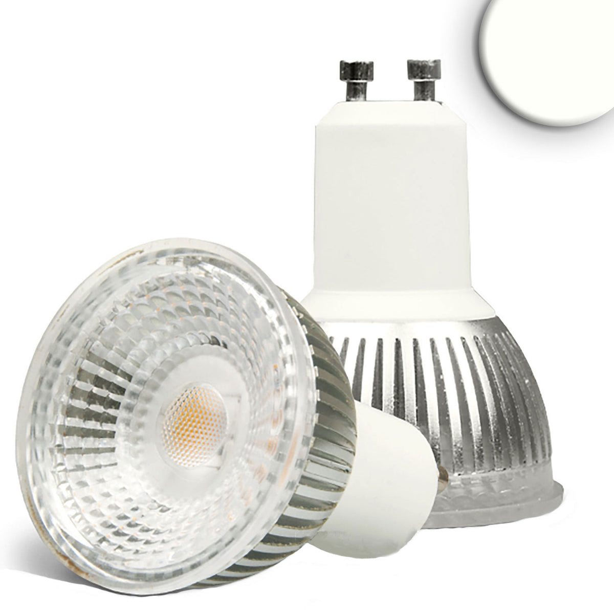 GU10 LED spotlight 6W glass COB, 70°, neutral white, dimmable