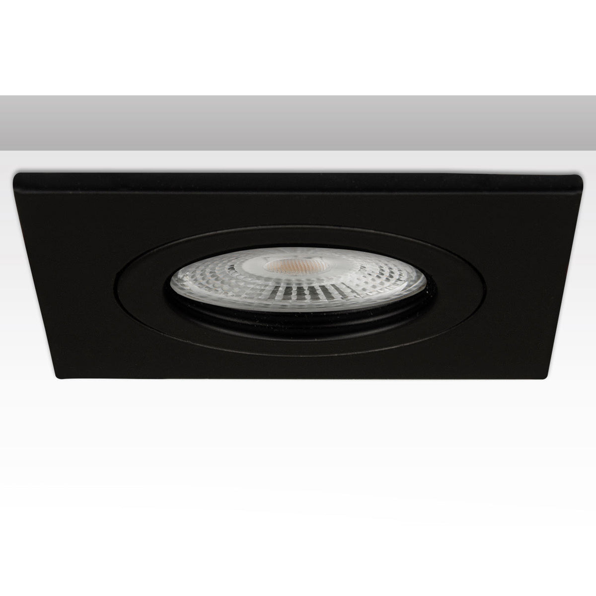 Rectangular mounting frame, 58mm hole, black aluminum, for GU10/MR16 spotlights