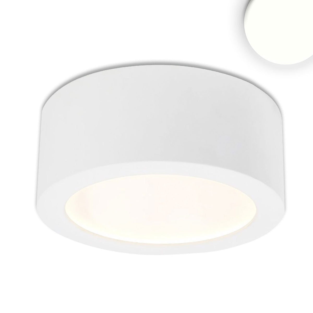 LED surface-mounted light LUNA 8W, white, round, DN106.5, indirect light, neutral white