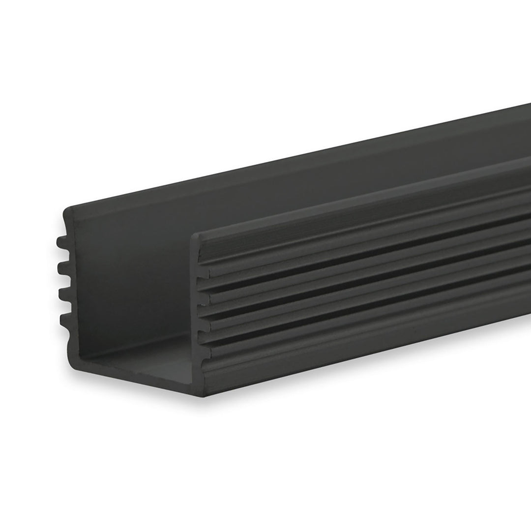 LED surface-mounted profile SURF12 BORDERLESS, aluminum, black powder-coated RAL 9005, 200cm