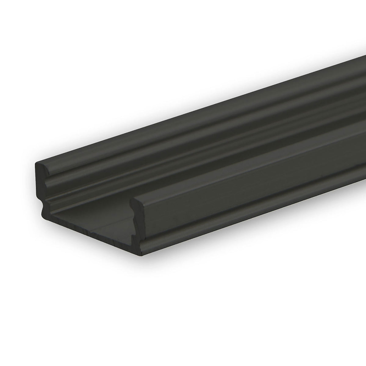LED surface-mounted profile SURF12 FLAT, aluminum, black powder-coated RAL 9005, 200cm