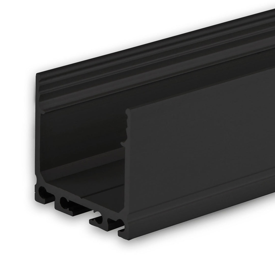 LED Aufbauprofil SURF20 Aluminium schwarz pulverbeschichtet RAL 9005, 200cm