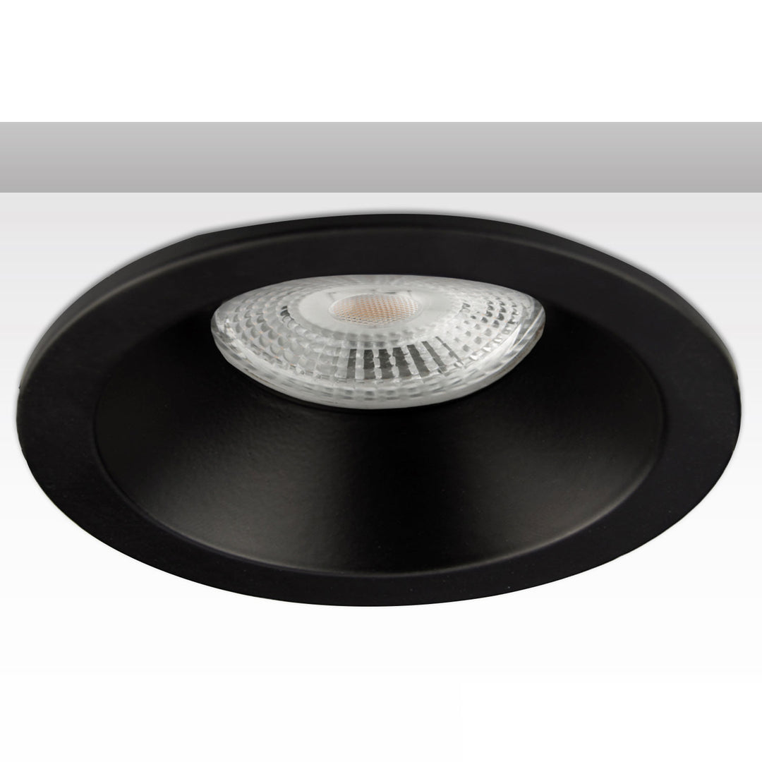 Round mounting frame with glass lens, 72mm hole, black, for GU10/MR16 spotlights