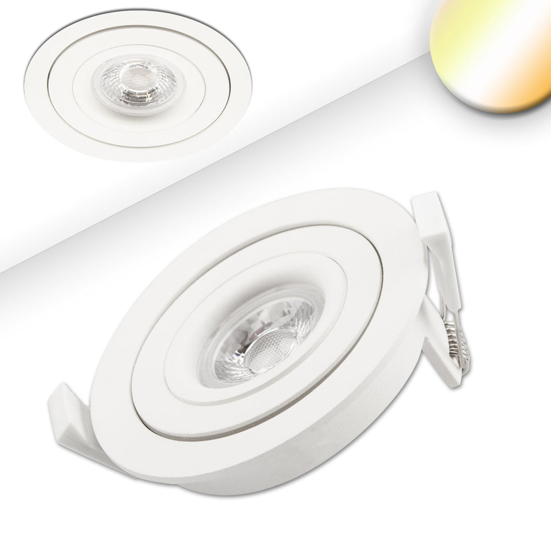 LED recessed spotlight SUNSET with variable depth, white, 9W, 45°, 2000-2800K, dimmable to warm white