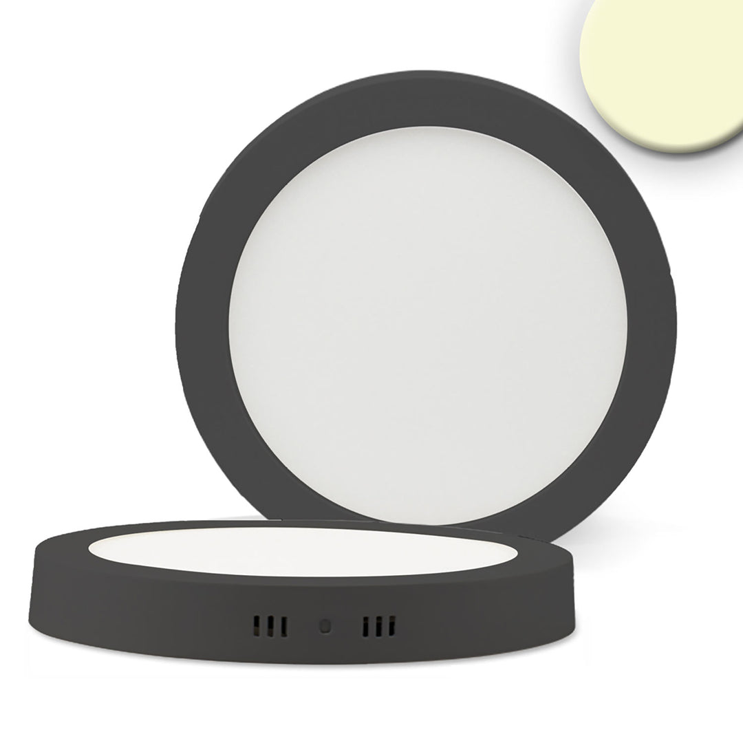 LED ceiling light, black, 24W, round, DN300, warm white, dimmable