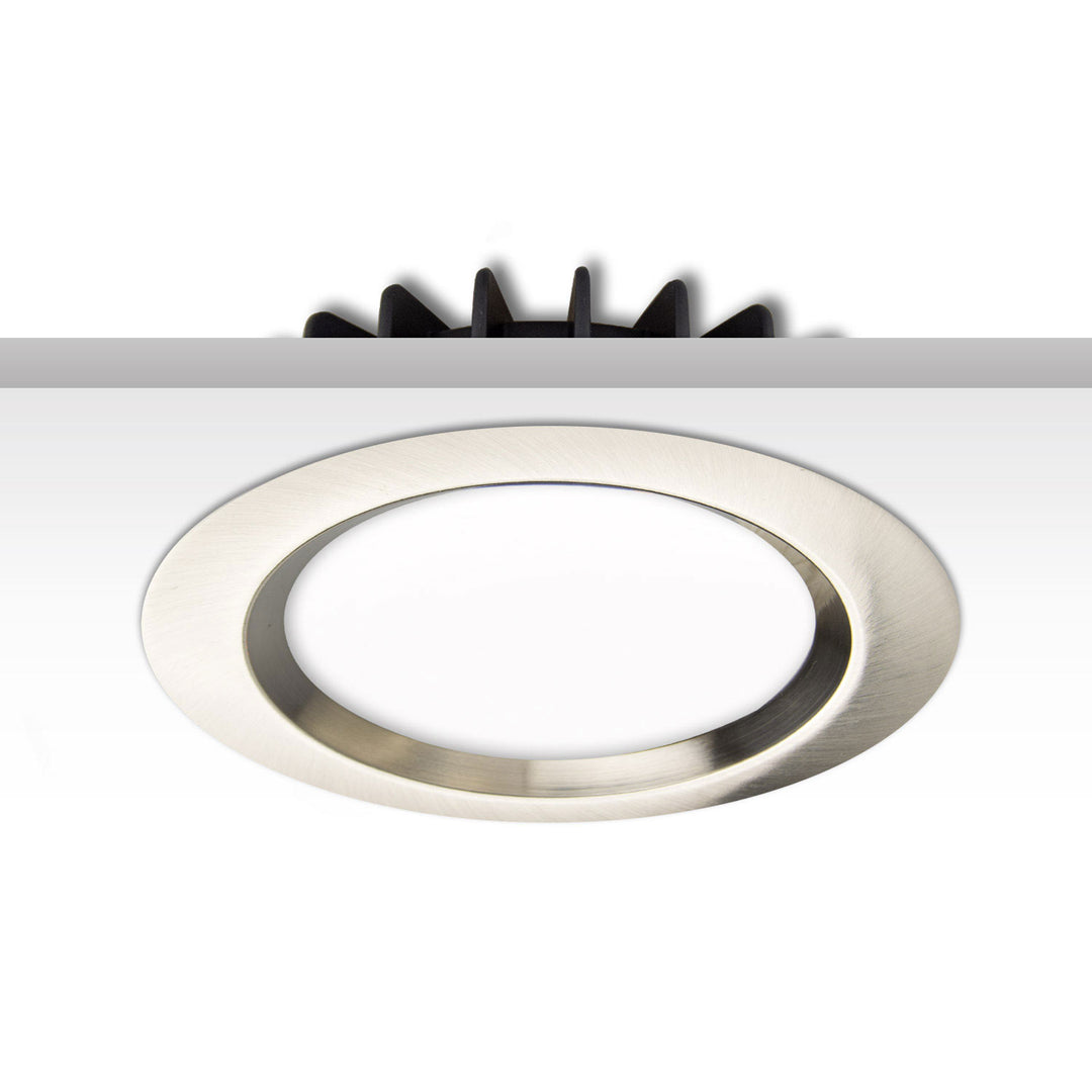 Round, matte chrome aluminum cover, recessed, for Sys-90